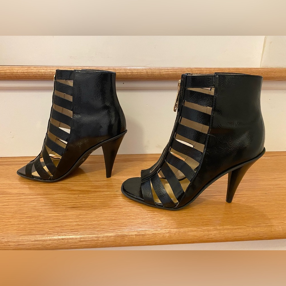 Michael Kors, black leather gladiator heels, size 6.5. Like new, wore once